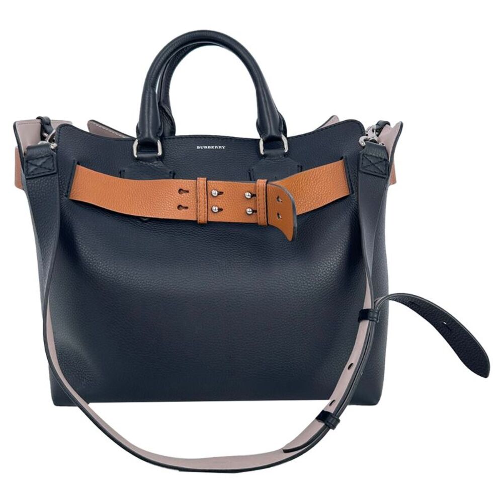 Burberry Medium Marais Belt Tote Bag in Black Leather